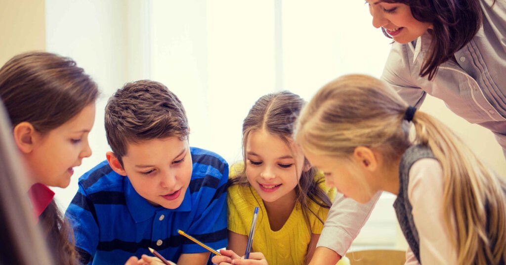 Kids in Sunday School Kids involved in their Sunday School lesson