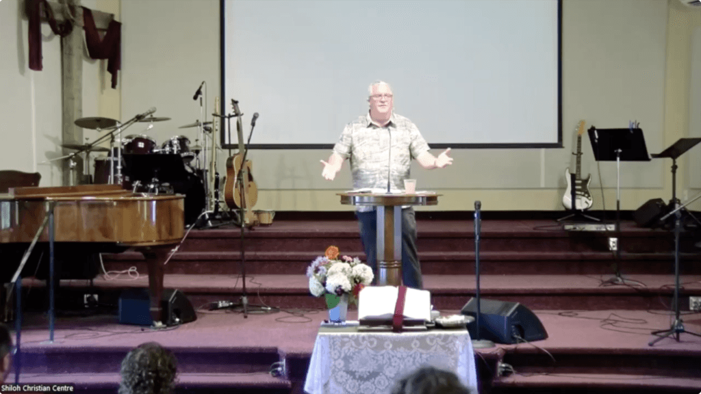 Rev Scott Cross speaks at Shiloh on July 19, 2026.