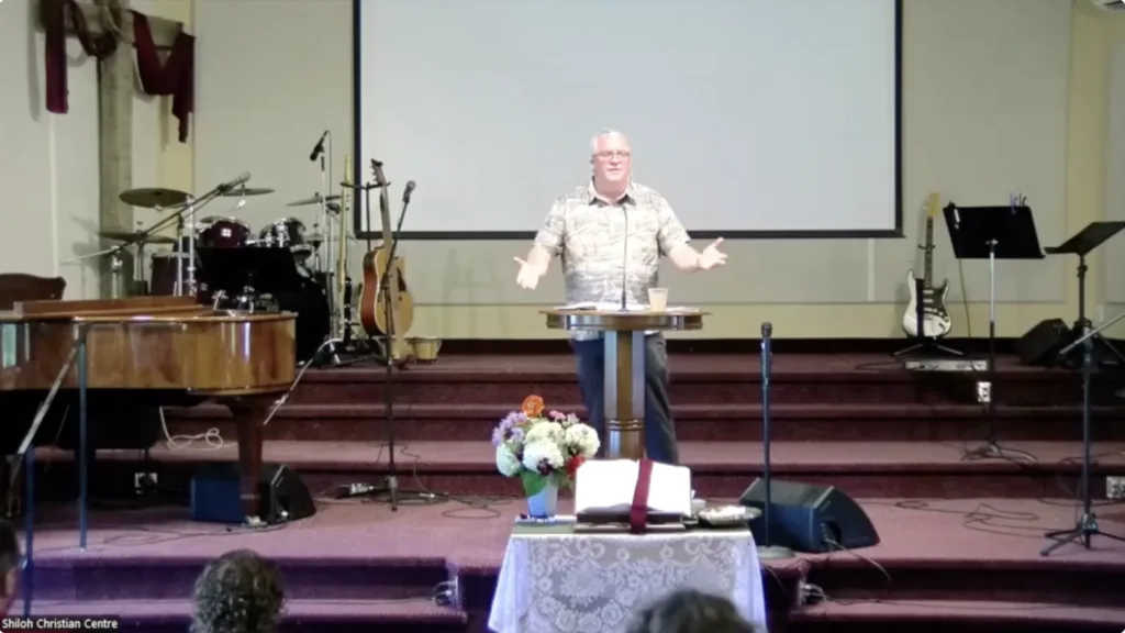 Rev Scott Cross speaks at Shiloh on July 19, 2026.